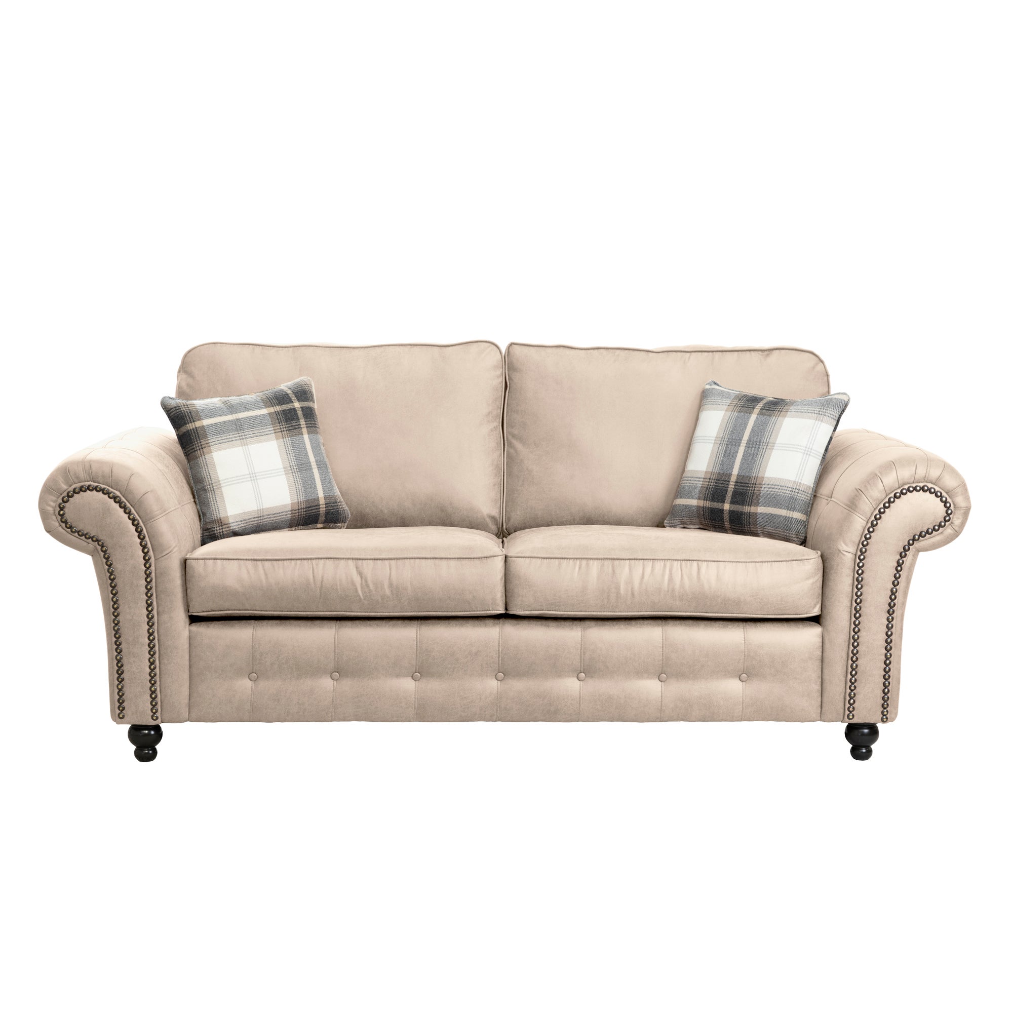 Oakland Soft Faux Leather 3 Seater Sofa Beige