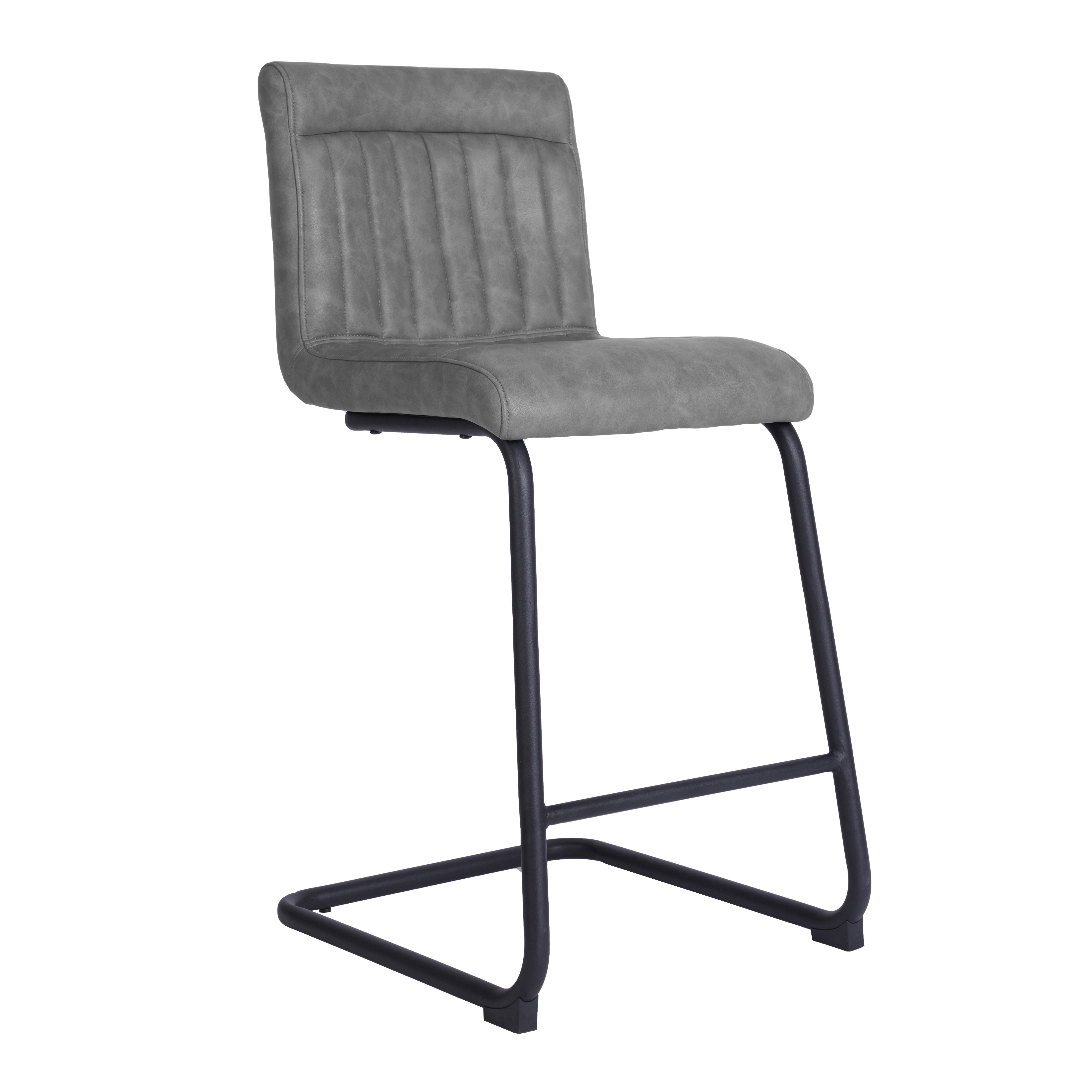 Felix Counter Height Cantilever Bar Stool, Faux Leather Grey