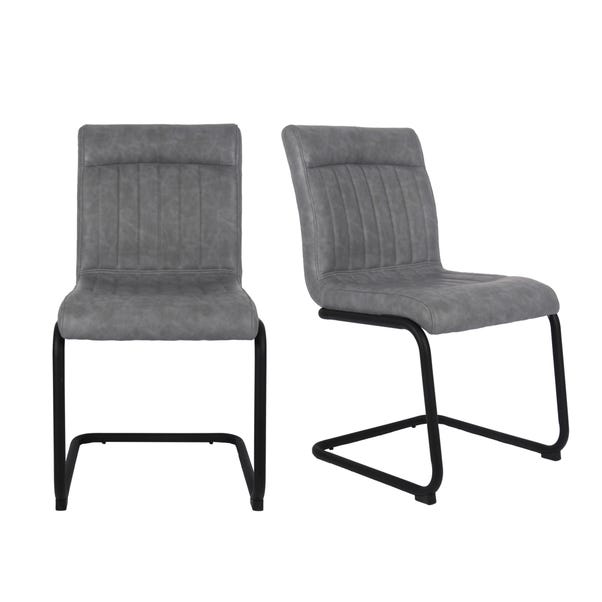 Felix Set of 2 Cantilever Dining Chairs, Faux Leather image 1 of 8
