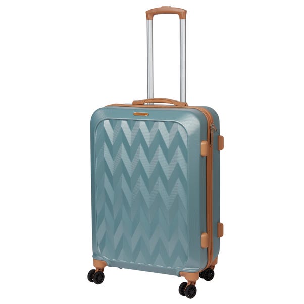 Sage Green and Tan Chevron Suitcase  undefined