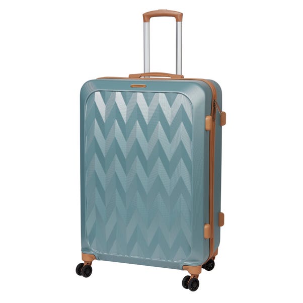 Sage Green and Tan Chevron Suitcase  undefined