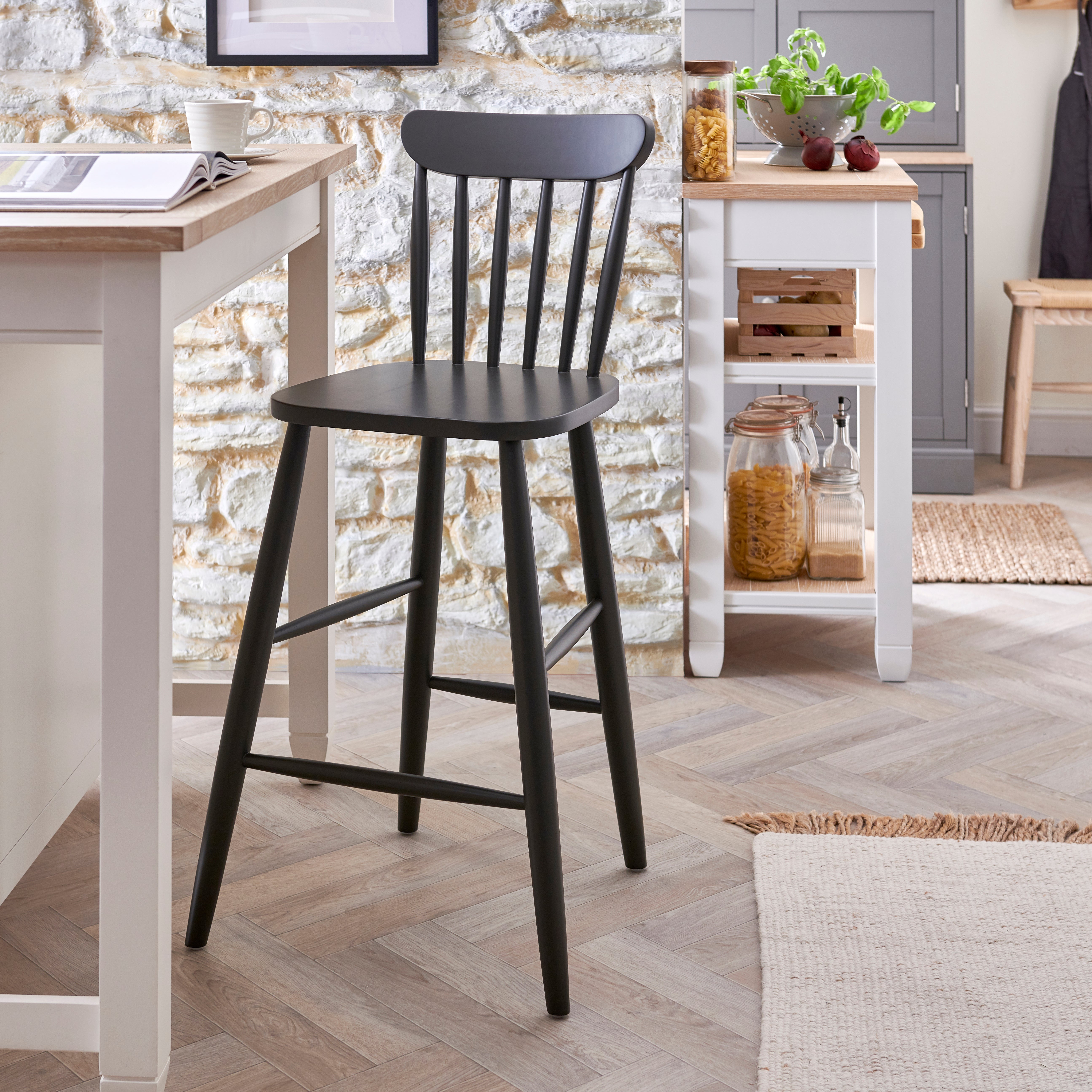 Churchgate Spindle Counter Height Bar Stool Grey