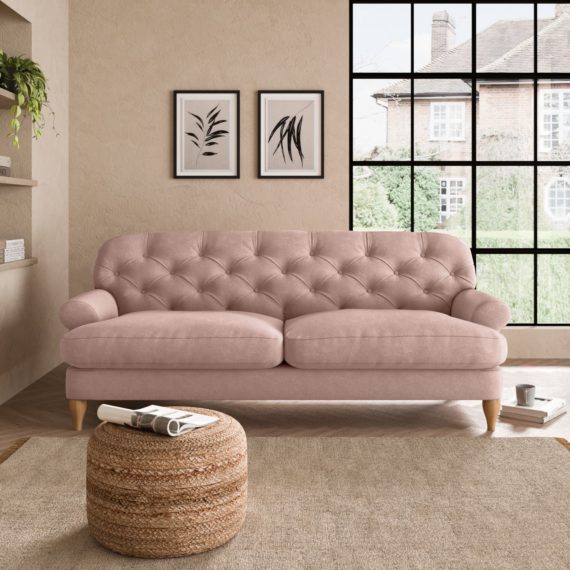 Photo of Canterbury luxury velvet 3 seater sofa luxury velvet peach blush