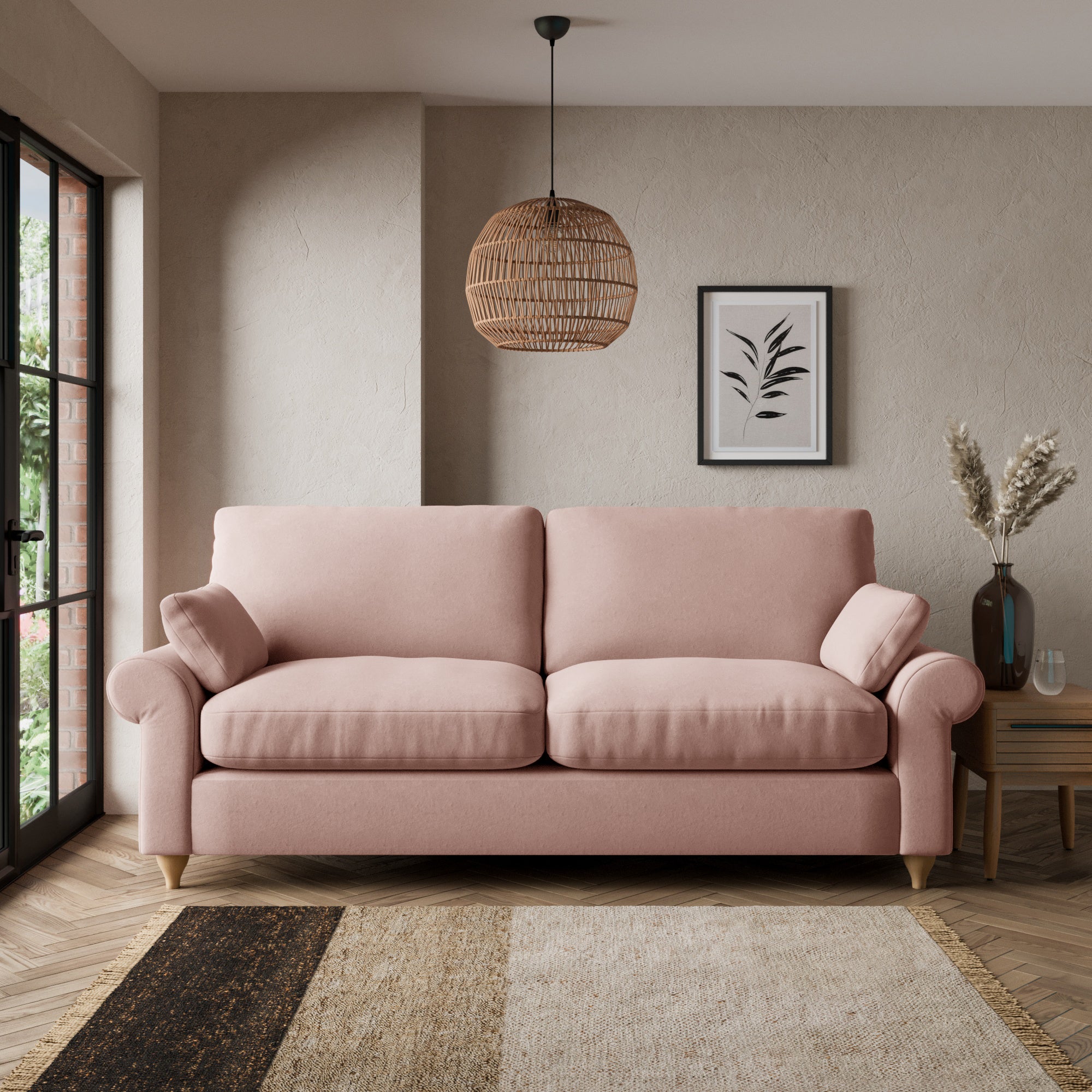 Salisbury Luxury Velvet 3 Seater Sofa Pink