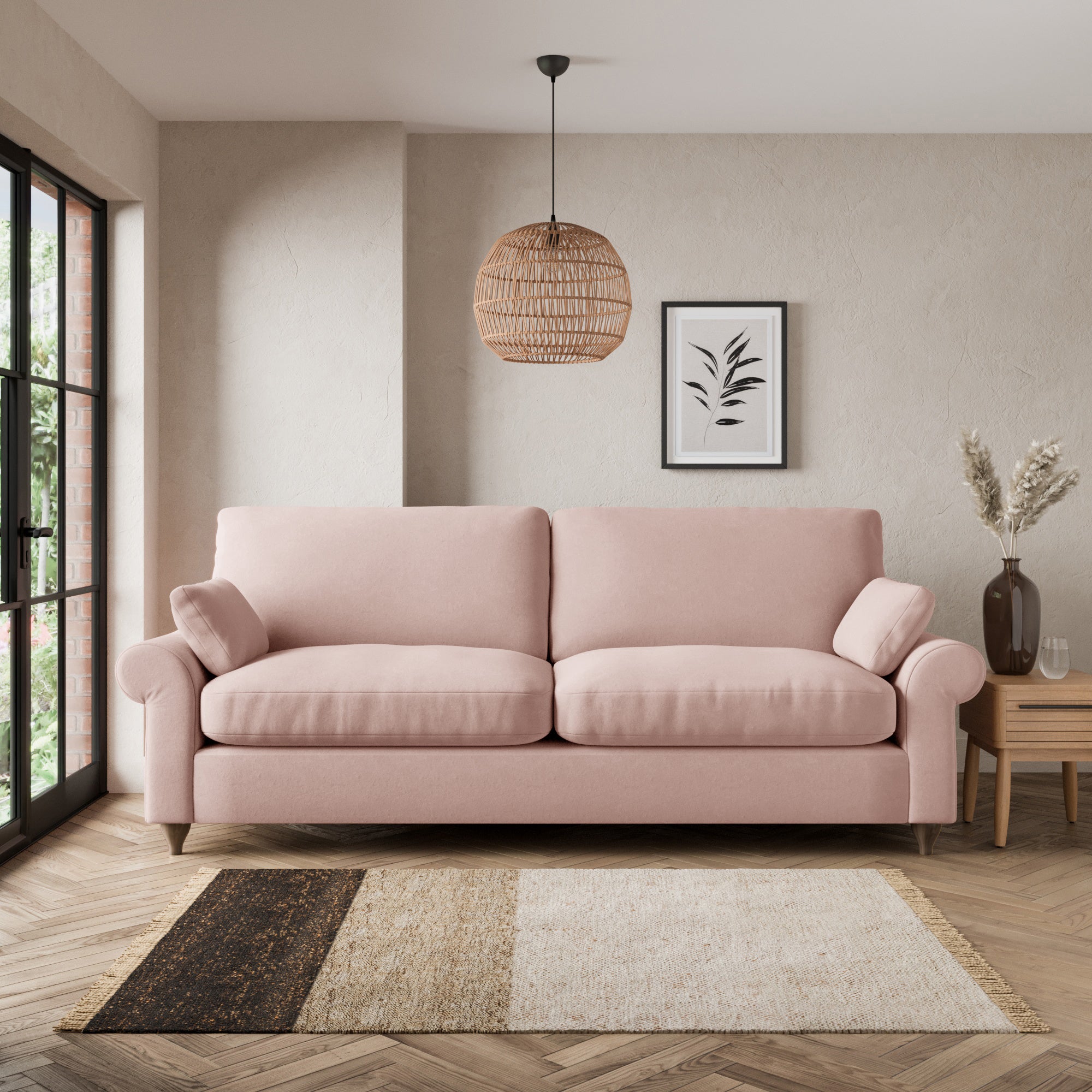 Salisbury Luxury Velvet 4 Seater Sofa Pink