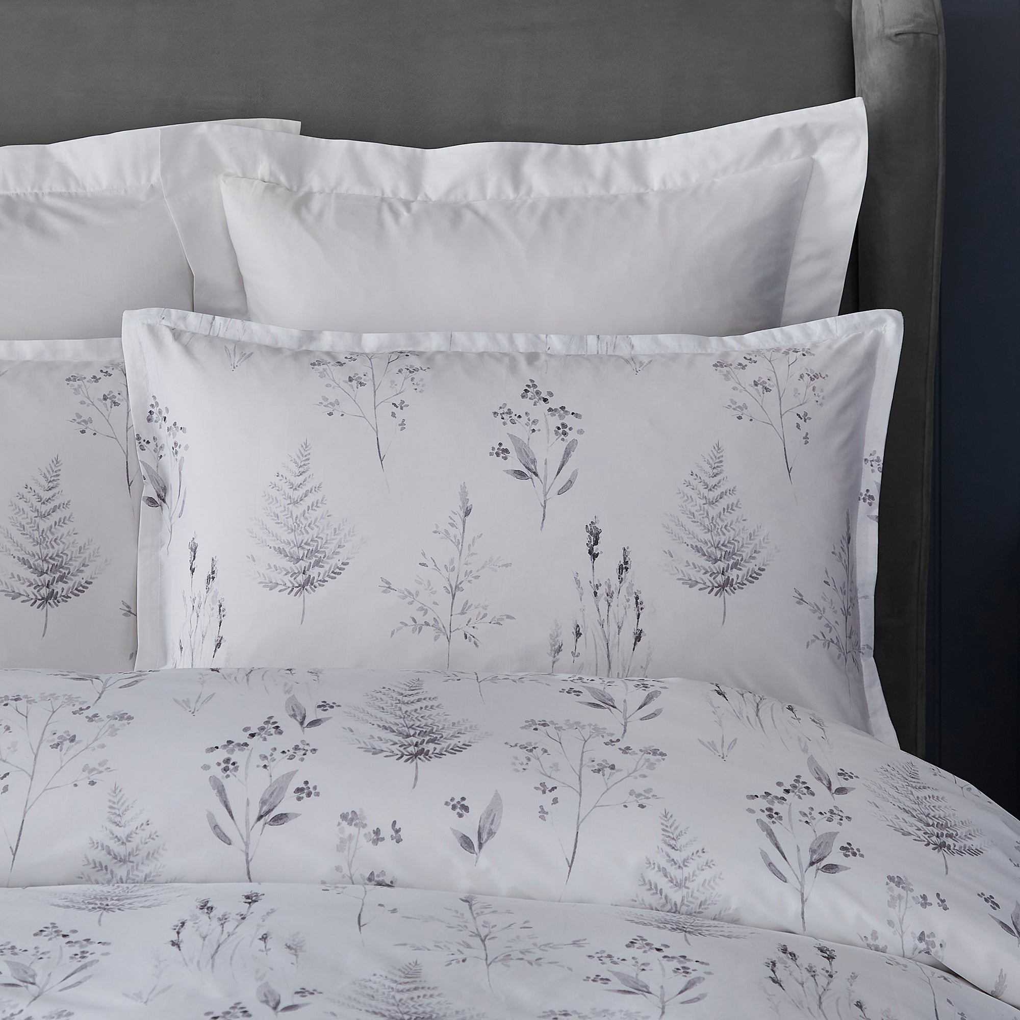 Dorma Purity Botanical 100 Cotton Oxford Pillowcase Pair Grey