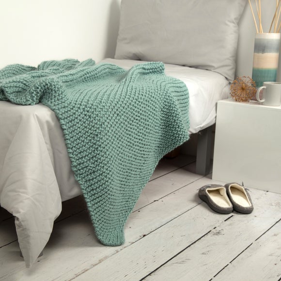 Wool Couture Nyssa Blanket Teal Knitting Kit Dunelm