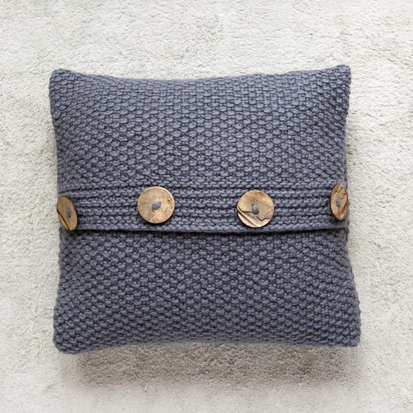 Seed Stitch Cushion Knitting Kit Grey