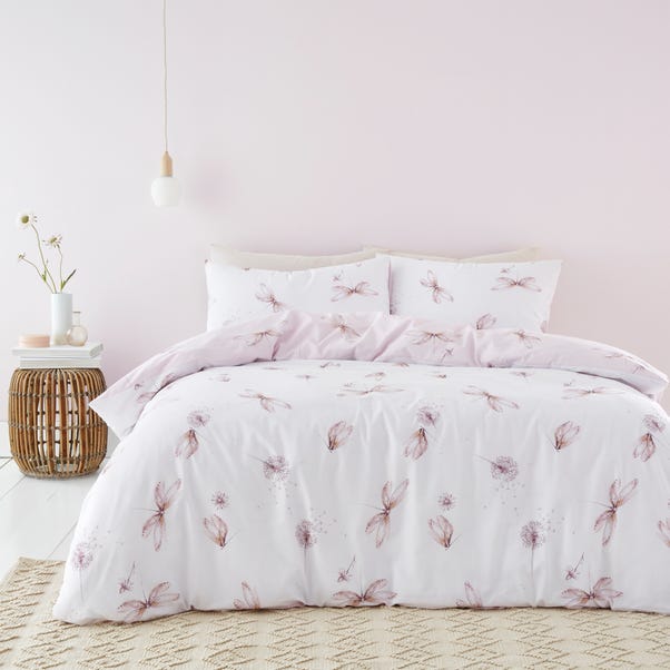 Dragonflies Pink 100% Cotton Duvet Cover and Pillowcase Set image 1 of 5