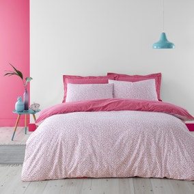 Dottie Pink 100% Cotton Duvet Cover and Pillowcase Set