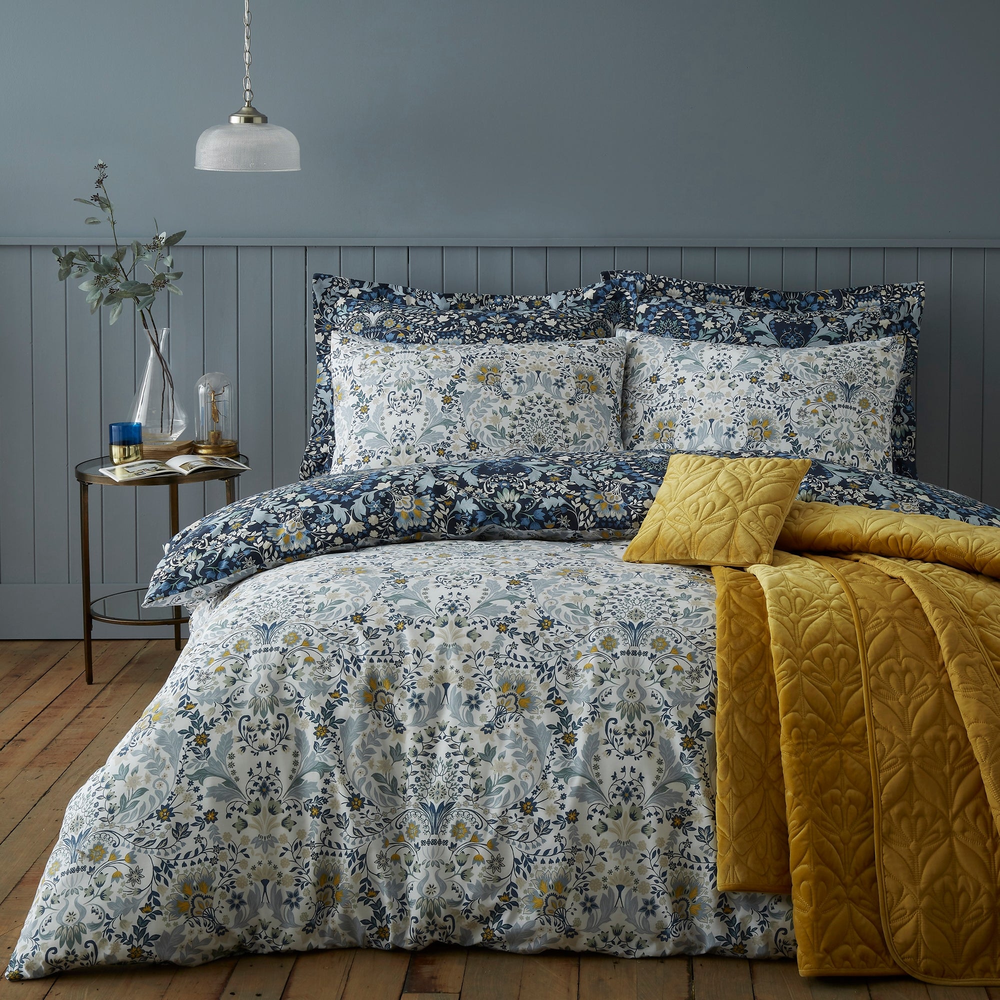 Hardwick Blue Duvet Cover and Pillowcase Set | Dunelm