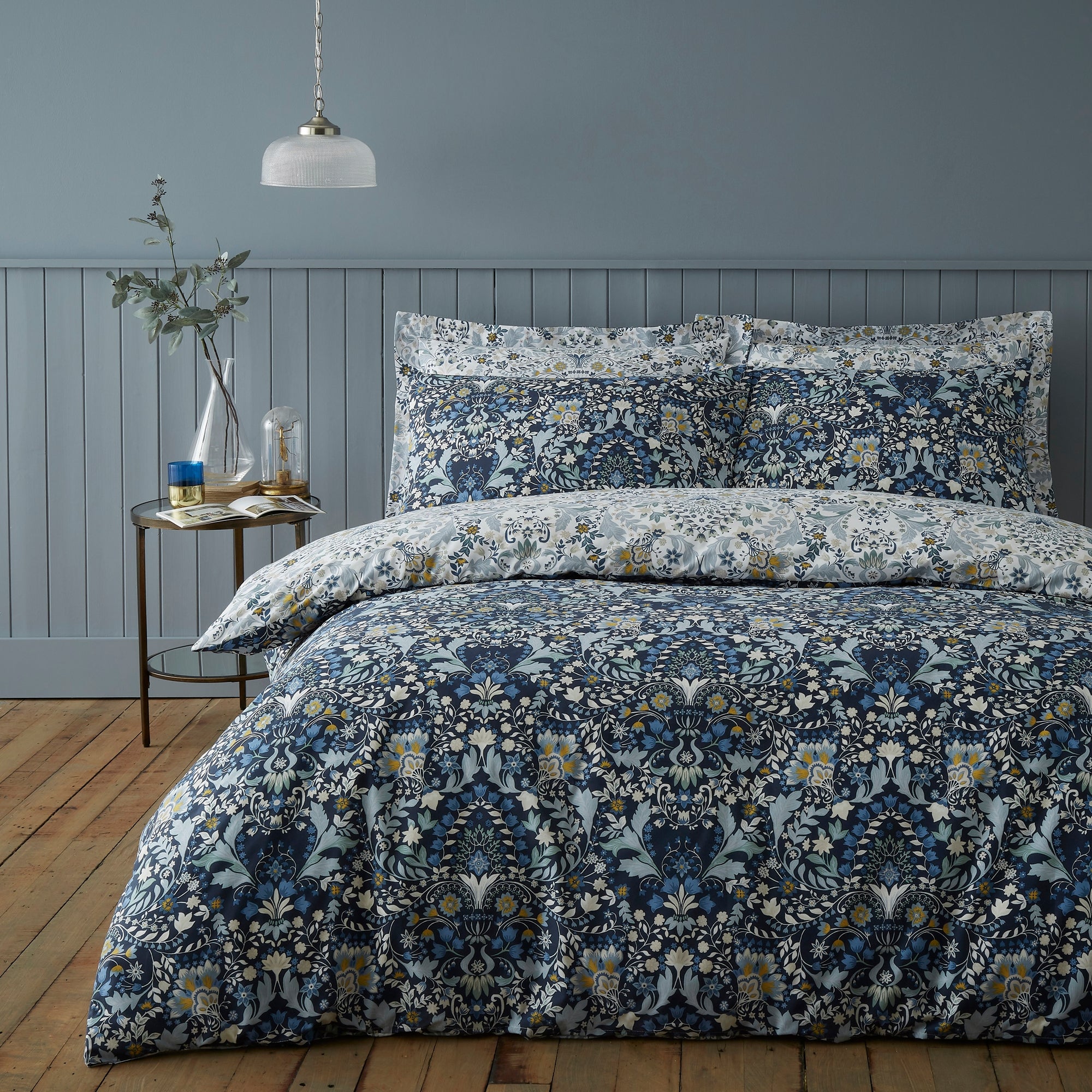 Hardwick Blue Duvet Cover and Pillowcase Set | Dunelm