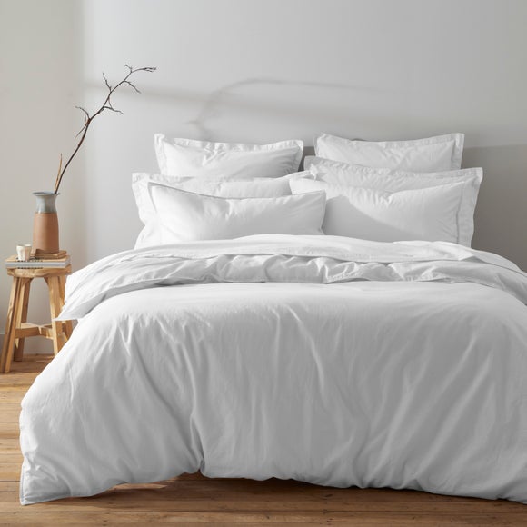 Soft Washed Recycled Cotton Duvet Cover And Pillowcase Set White
