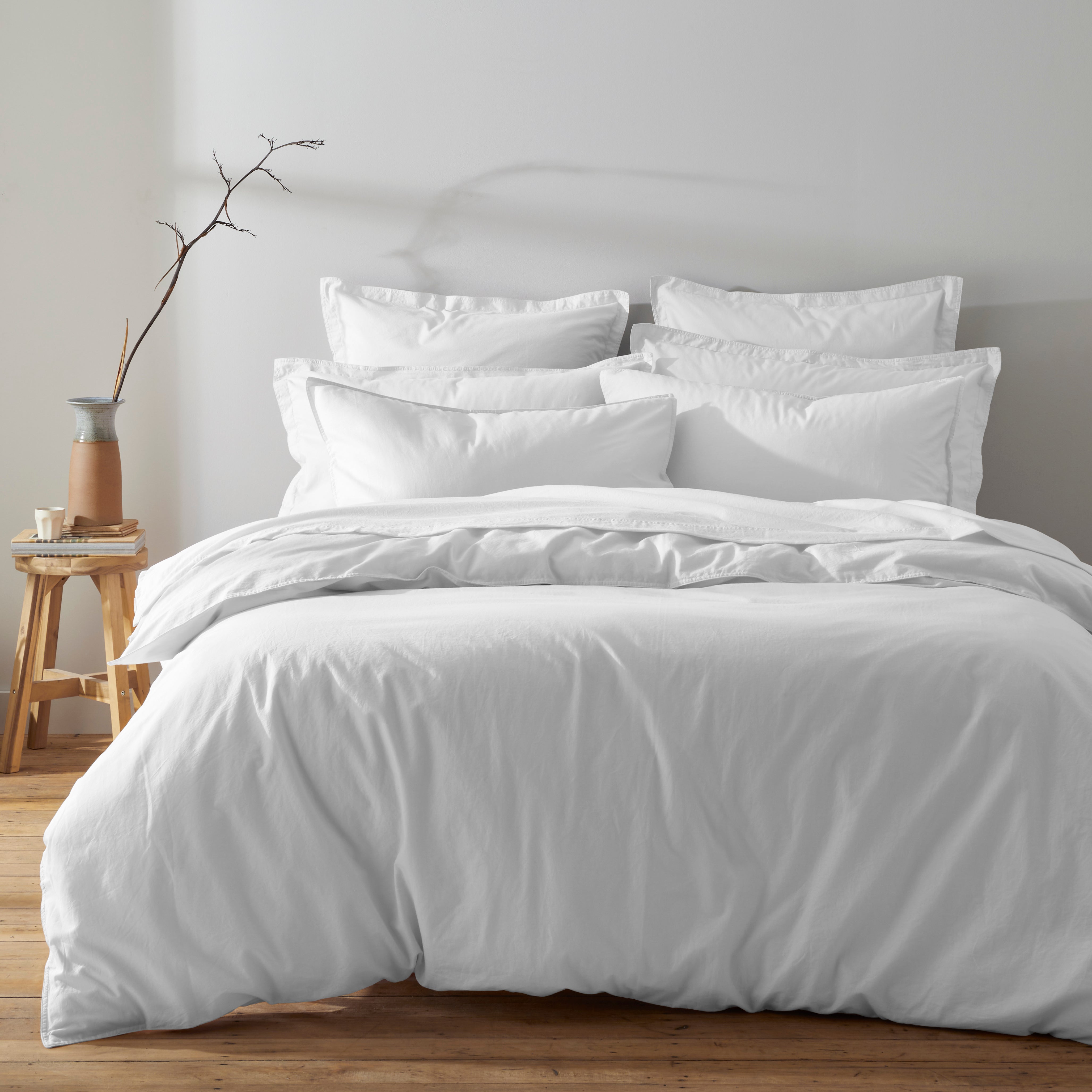 Soft Washed Recycled Cotton Duvet Cover And Pillowcase Set White
