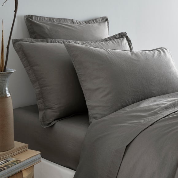 Soft Washed Cotton Flat Sheet Double in Steeple Grey Conscious Choice