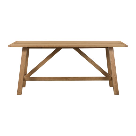 Solid wood extendable on sale trestle dining table