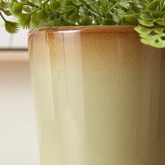 Reactive Glaze Green Ceramic Plant Pot Dunelm
