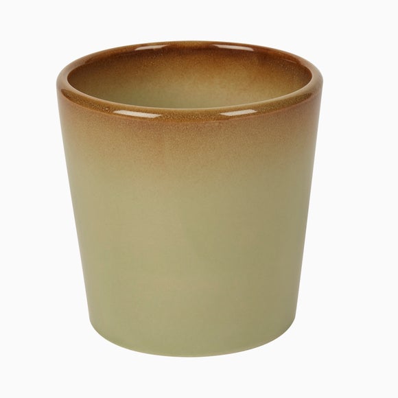 Reactive Glaze Green Ceramic Plant Pot Dunelm