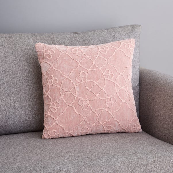 Chenille Embroidered Cushion Blush