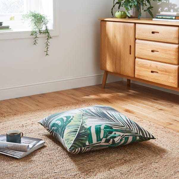 Palm Print Floor Cushion Green