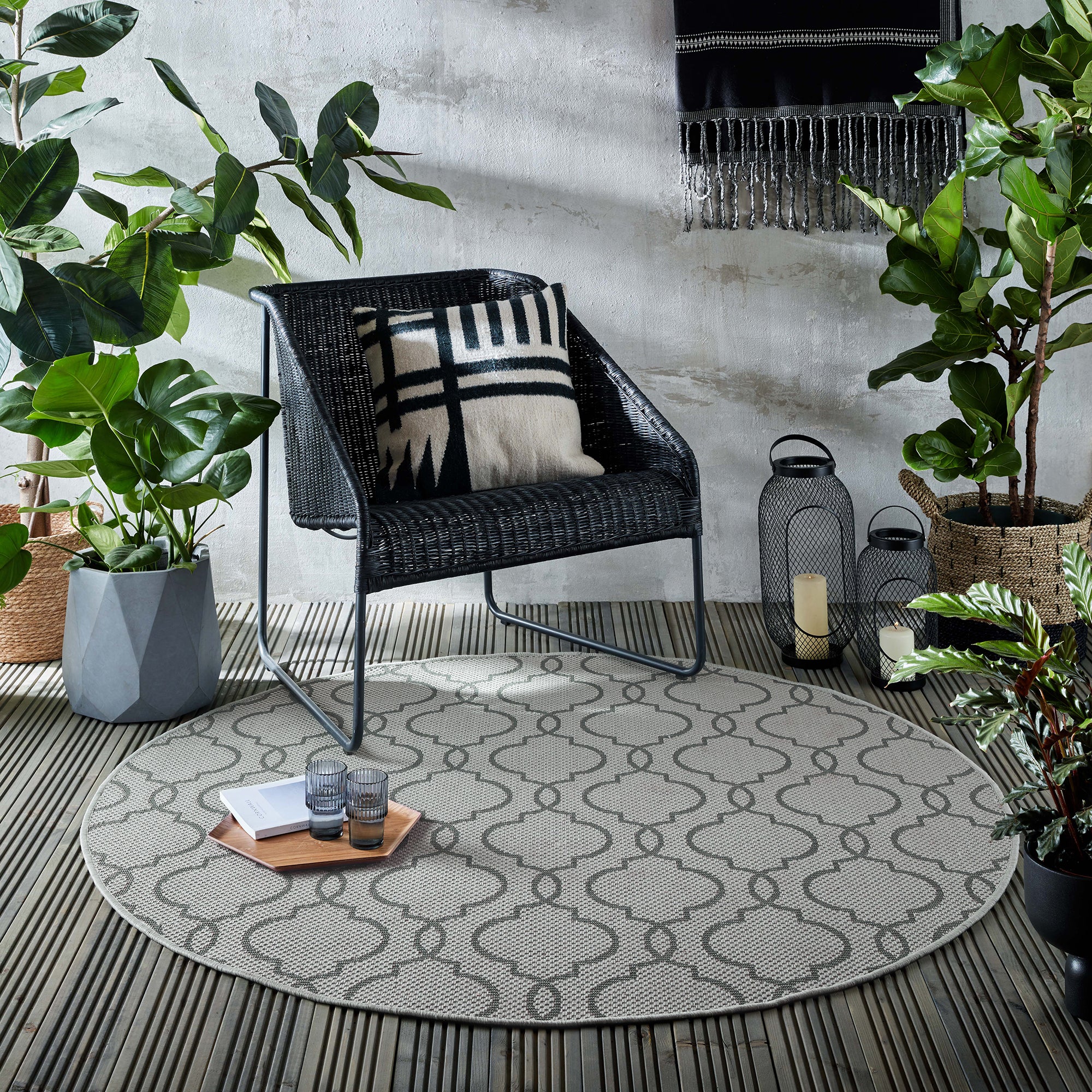 Milan Indoor Outdoor Round Rug Milan Grey