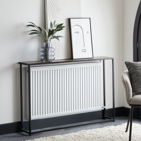 White console clearance table over radiator