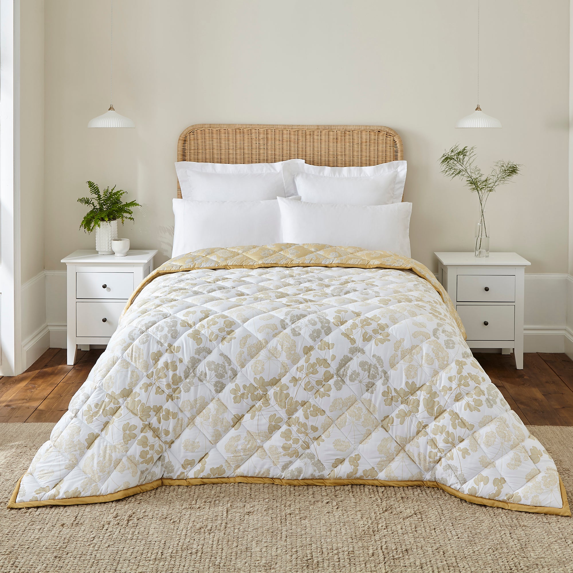 Dorma Daylesford Yellow 100 Cotton Bedspread Yellow