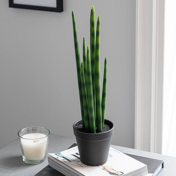 Artificial Snake Plant in Black Pot 50cm Green