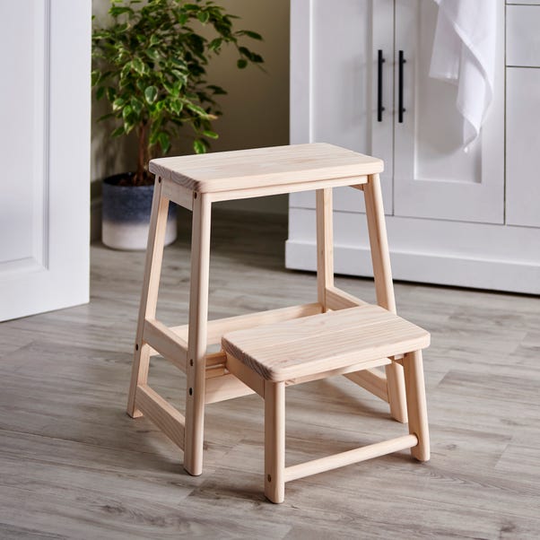 Wooden Foldable Step Stool Dunelm, Wooden Stool With Folding Steps