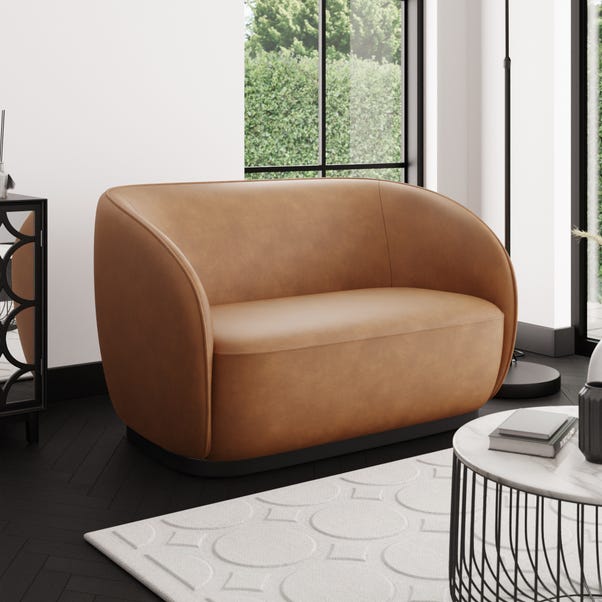 Arlo Distressed Faux Leather 2 Seater Sofa Tan (Brown)