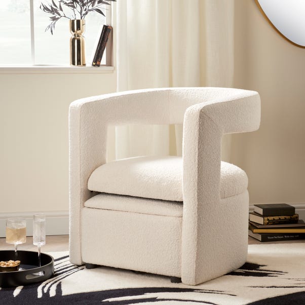 Tallie Boucle Storage Accent Chair, Ivory image 1 of 10