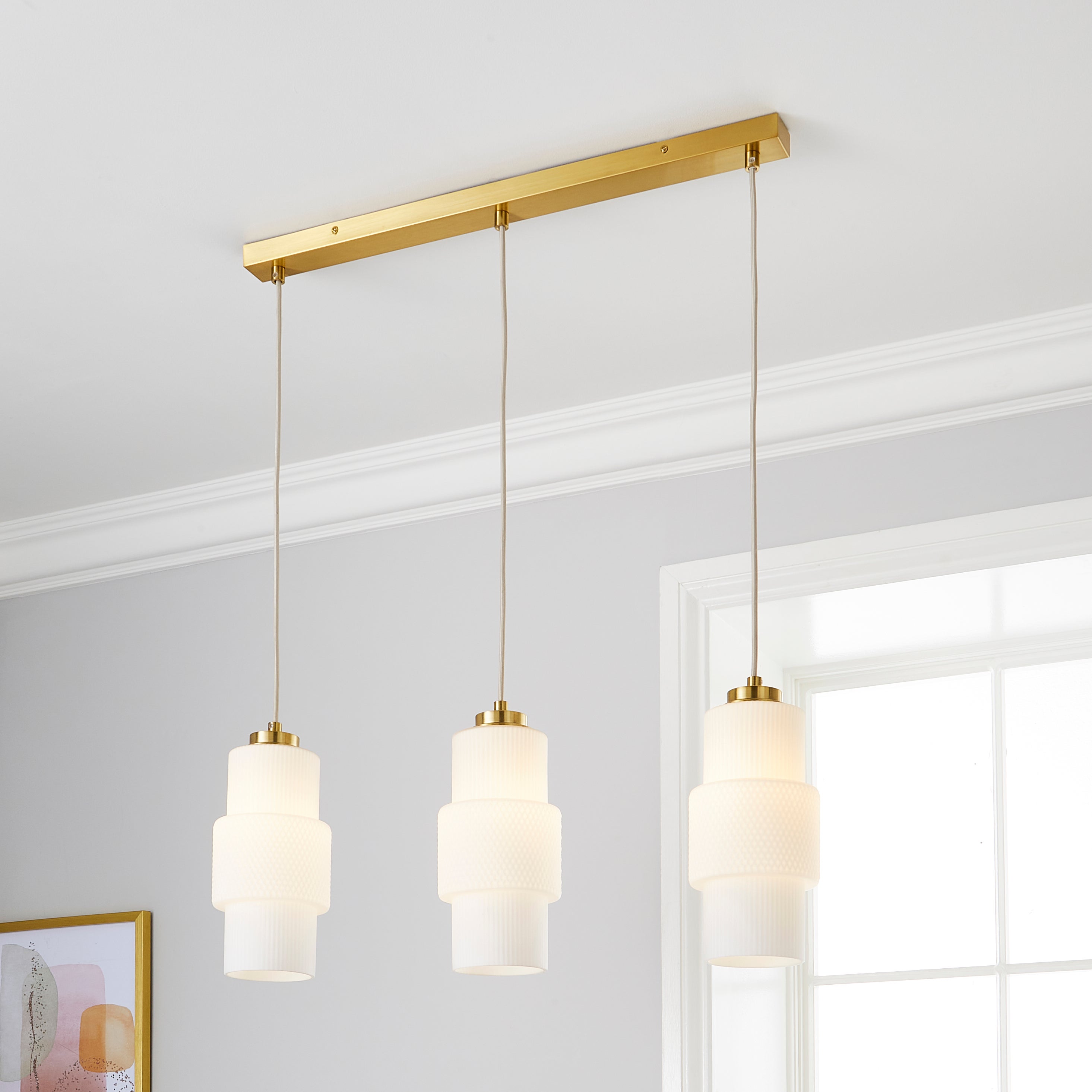 Click to view product details and reviews for Elena 3 Light Diner Ceiling Fitting Brushed Gold.
