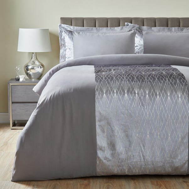 Harlow Silver Duvet Cover and Pillowcase Set image 1 of 3
