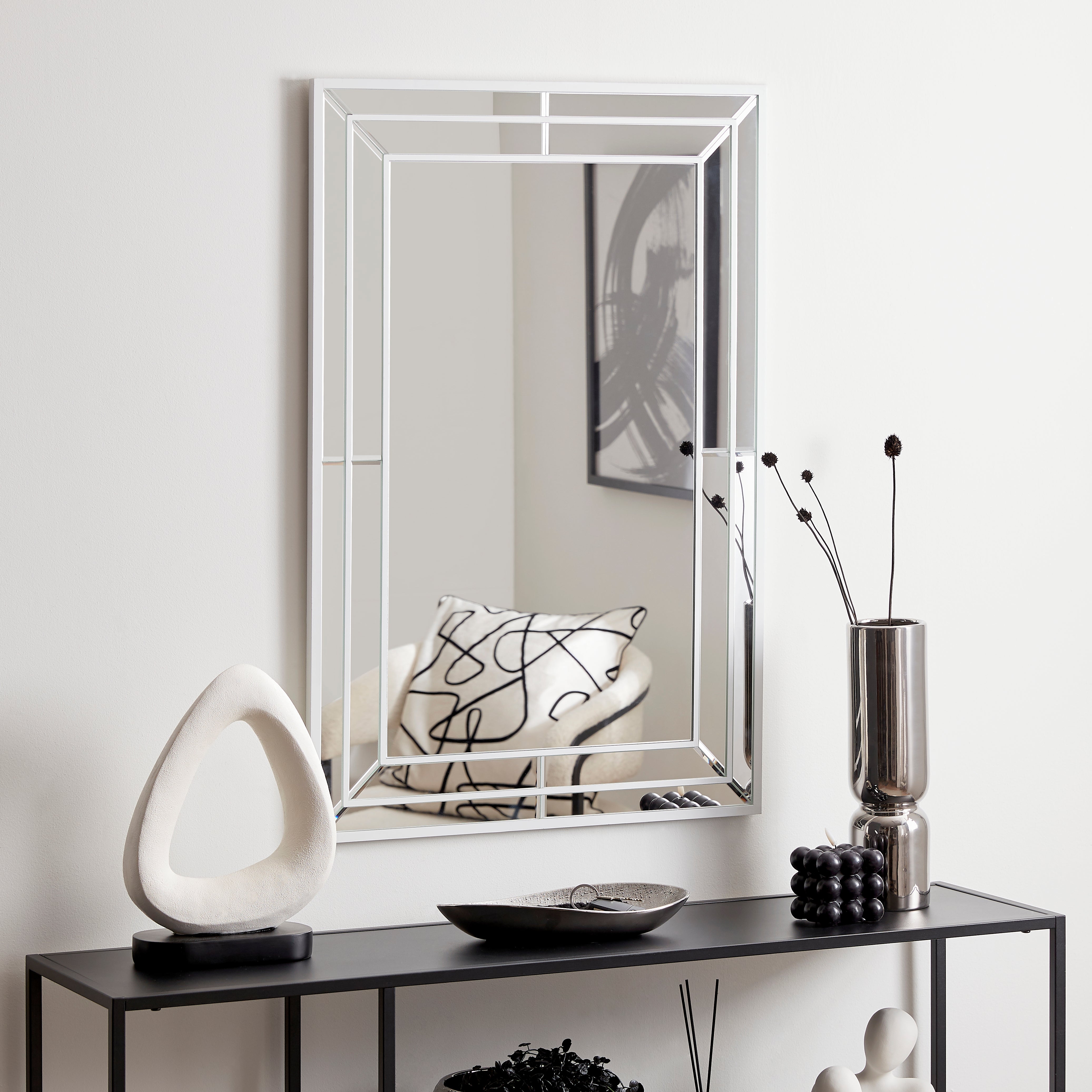 Click to view product details and reviews for Double Edge Frame Wall Mirror 90x60cm White.