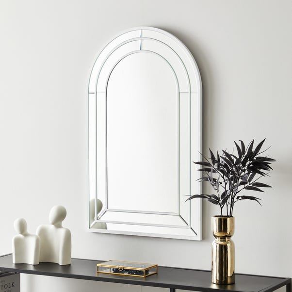 Double Edge Frame Arch Large Mirror 80x50cm White