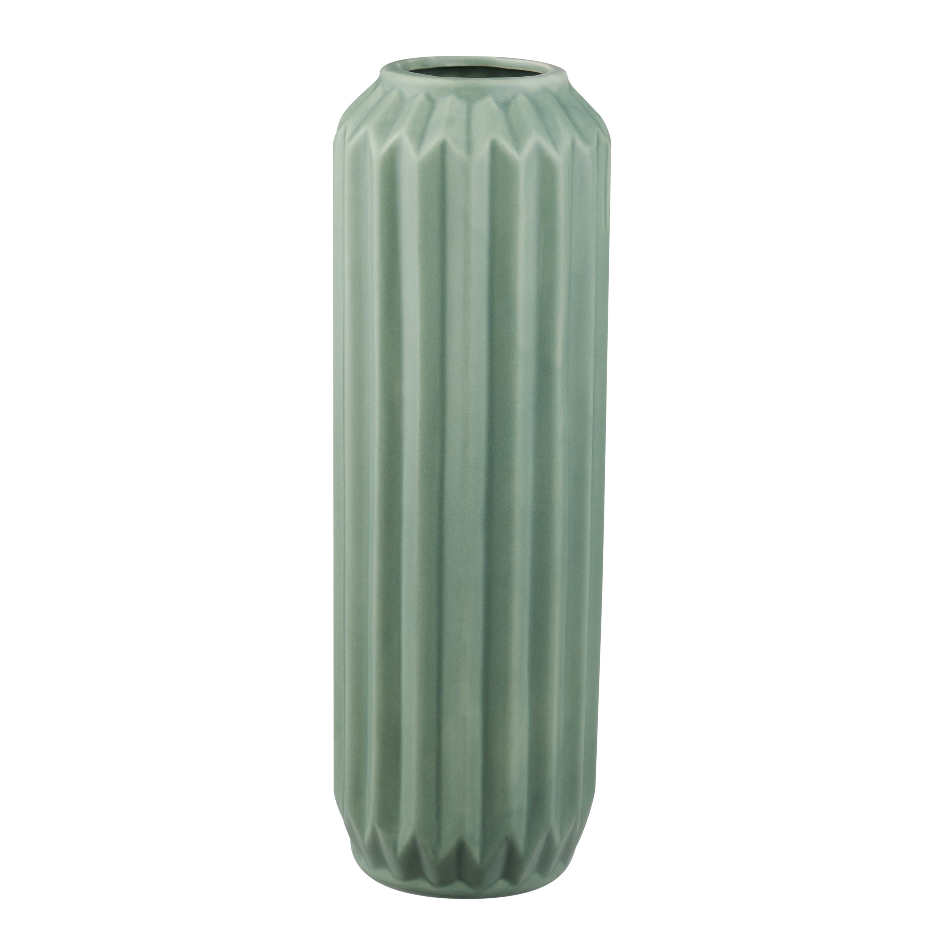 Fluted Vase 25cm Sage Green