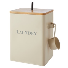 Cream and Bamboo Laundry Caddy