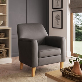 Cooper Grey Faux Leather Armchair
