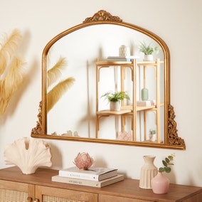 Pretty Boho Decorative Mirror, Gold 115x85cm