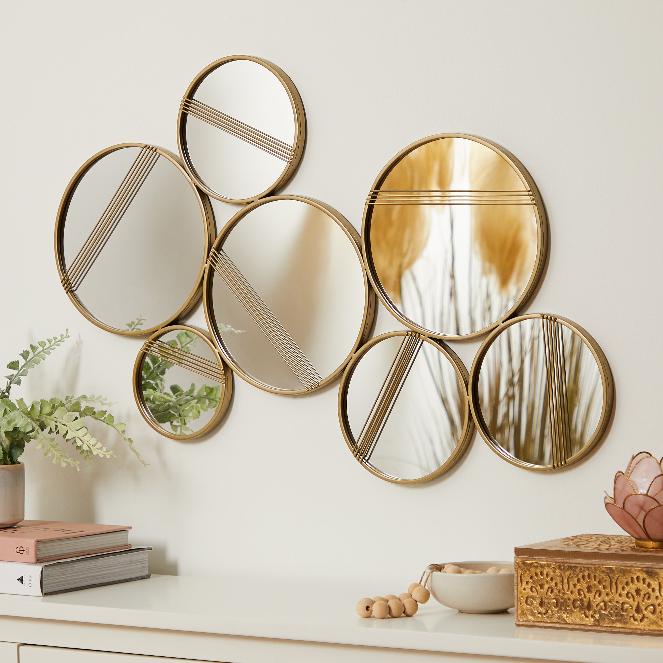 Click to view product details and reviews for Wall Art Line Mirror 80cm X 50cm Gold Effect.