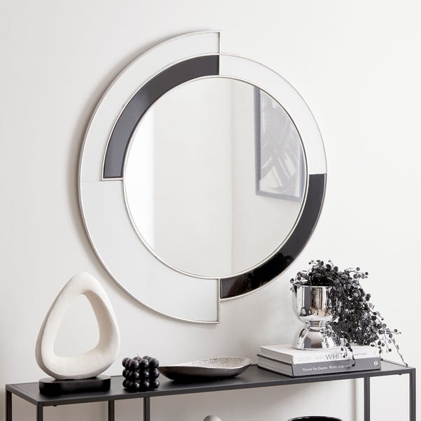 Curves Wall Mirror 90x90cm  Black and white