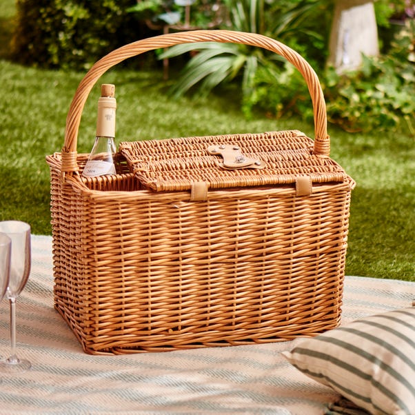 Picnic Basket with Drinks Carrier Natural
