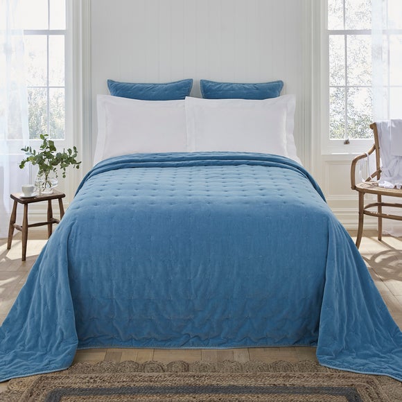 Dorma Adeena Blue Bedspread Dunelm