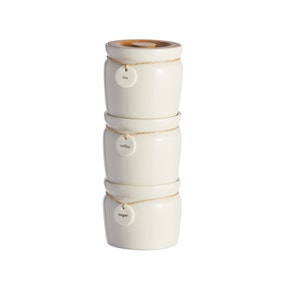 Set of 3 Cream Hang Tag Stacking Canisters