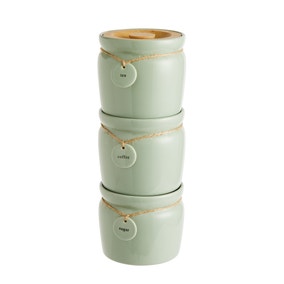 Set of 3 Sage Hang Tag Stacking Canisters 