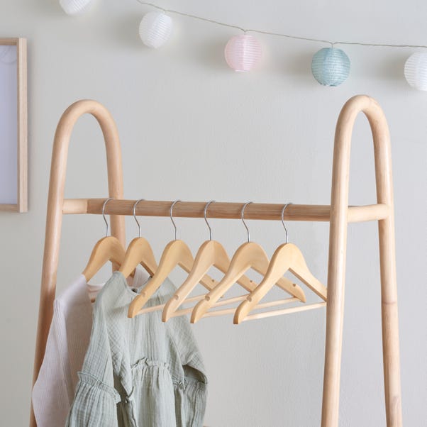 Pack of 6 Kid's Wooden Hangers Natural image 1 of 3