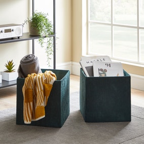 Set of 2 Green Foldable Cord Storage Boxes