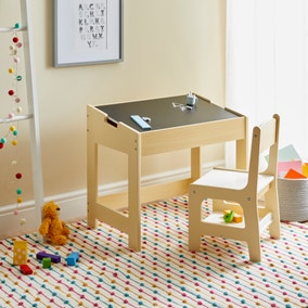 Kids Nico Flip Desk With Chair, Natural