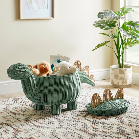 Dinosaur Rattan Storage Basket Dunelm