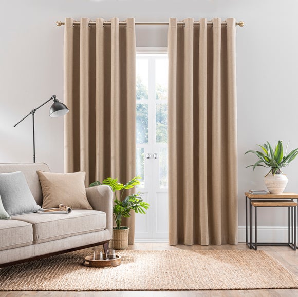 Luna Brushed Blackout Eyelet Curtains | Dunelm